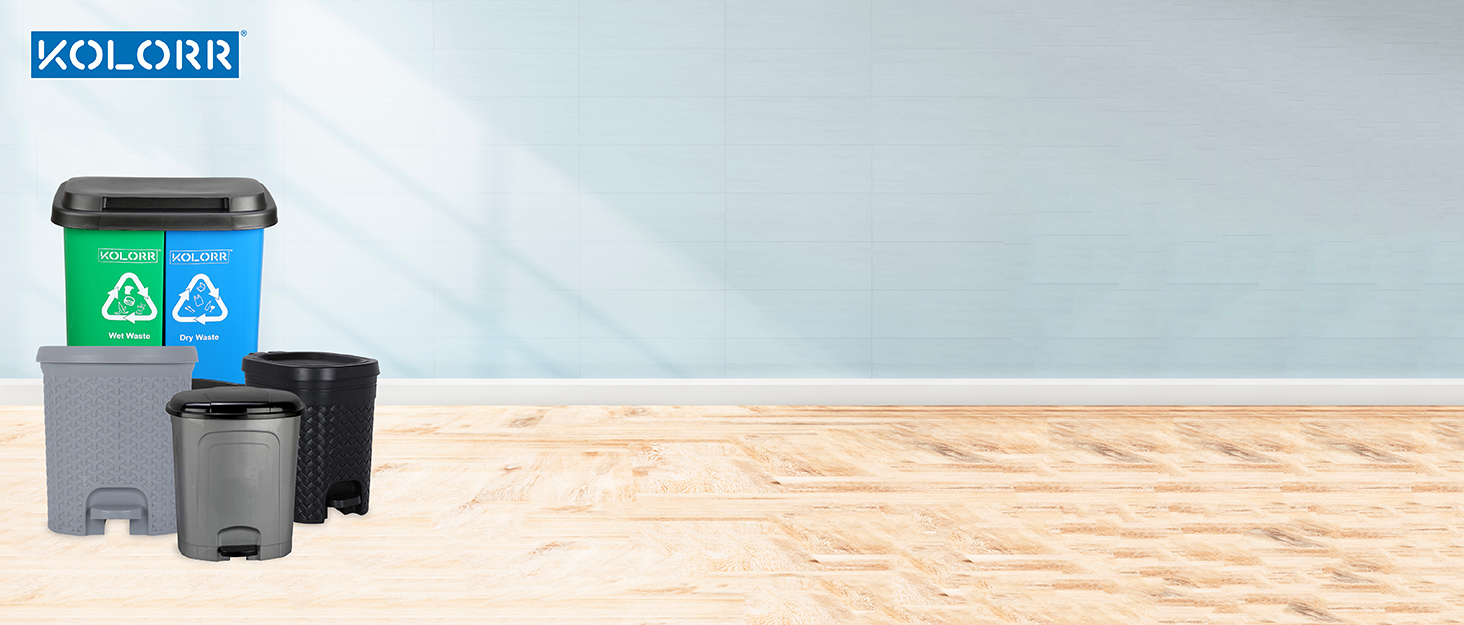 KOLORR Twin Bin 19L Dustbin Dry & Wet Waste Pedal Dustbins / 2 In 1