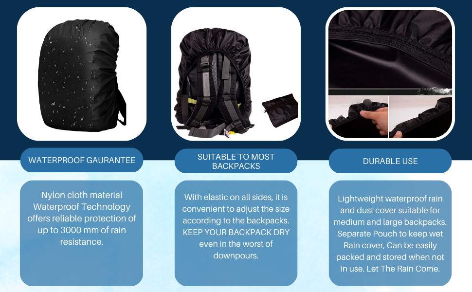 BRZONE Nylon Backpack Rain & Dust Bag Cover Waterproof with Cary Pouch