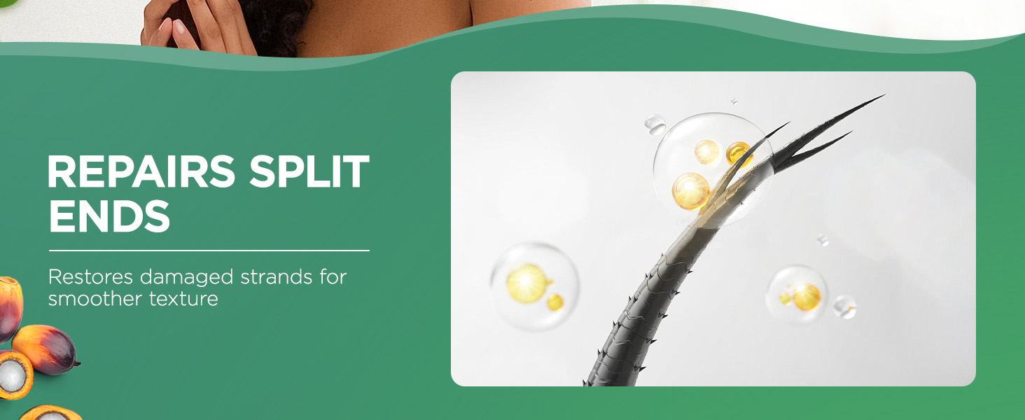 Helps repair split ends and smooth frizz