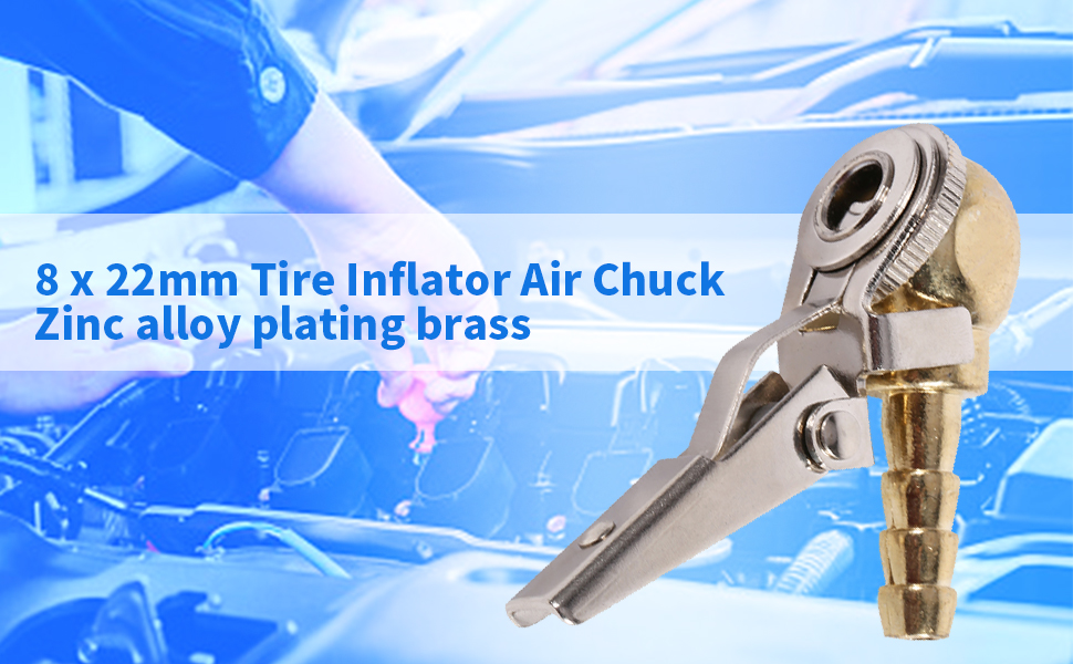 Air Chuck with Clip for Tire Inflator, Heavy Duty Closed