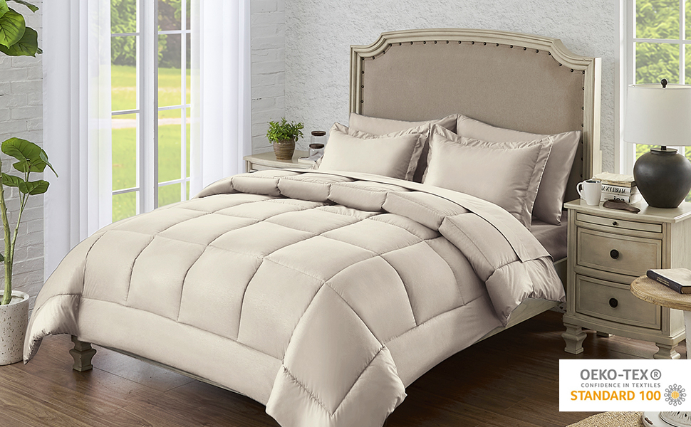 QUIETSEA Full Size Bed in a Bag 7 Pieces Comforter Set Full