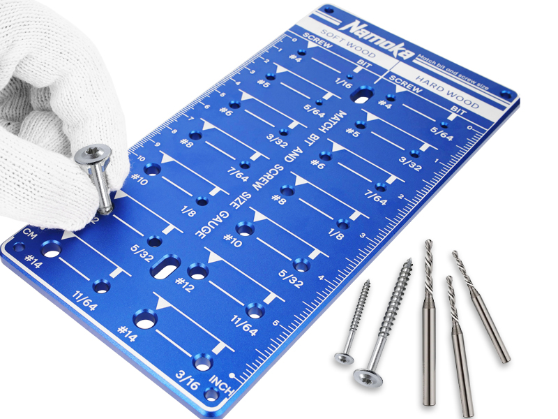 Woodworking Match Bit and Screw Size Gauge Match Pilot Hole Drill