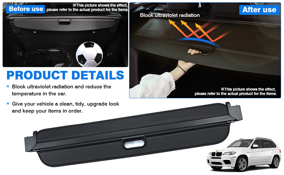 Powerty Fit for Cargo Cover BMW X5 20072018 Retractable