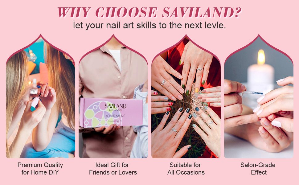 Saviland Acrylic Nail Kit Acrylic Powder Acrylic Liquid Nail Brushes