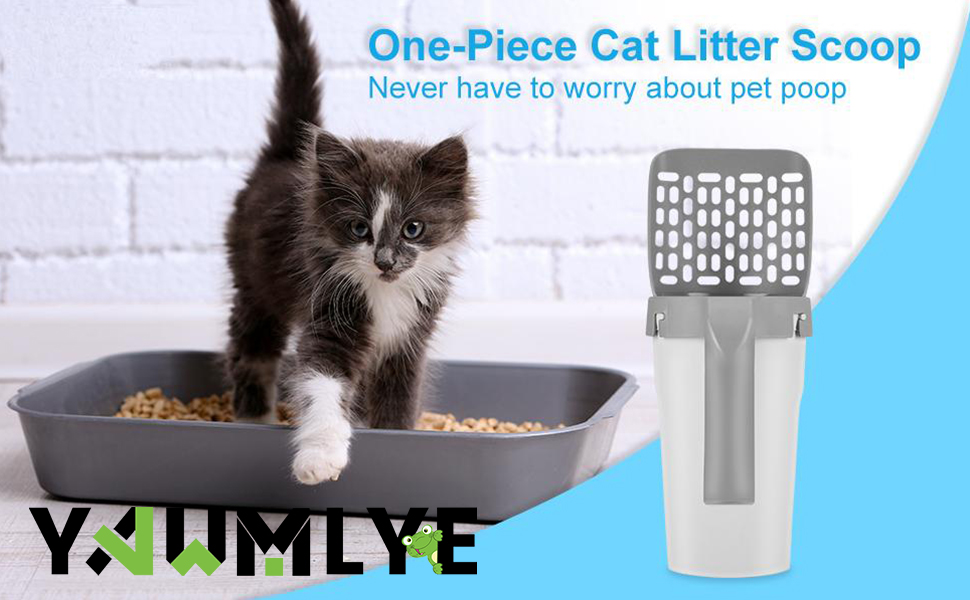 YAWMLYE Premium Cat Litter Scoop with 120 Count Refill Bags, Integrated