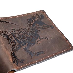 T-rex leather handmade wallet