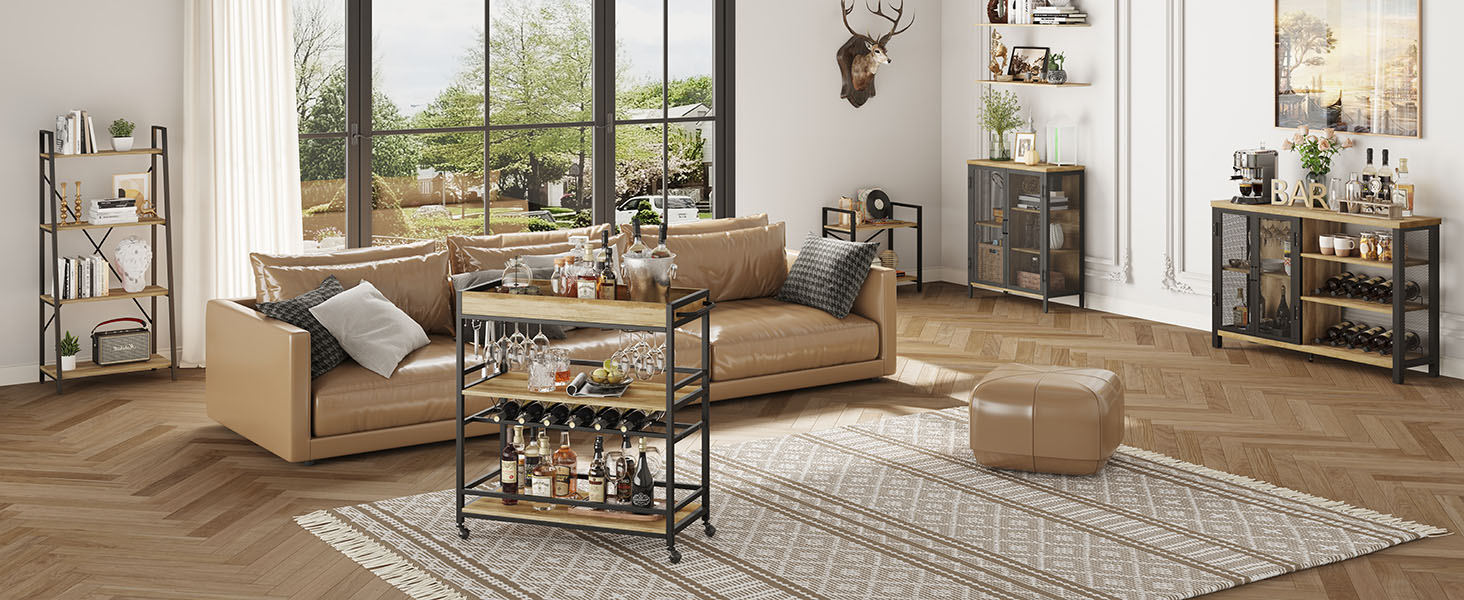 BON AUGURE Farmhouse Bar cart for living room