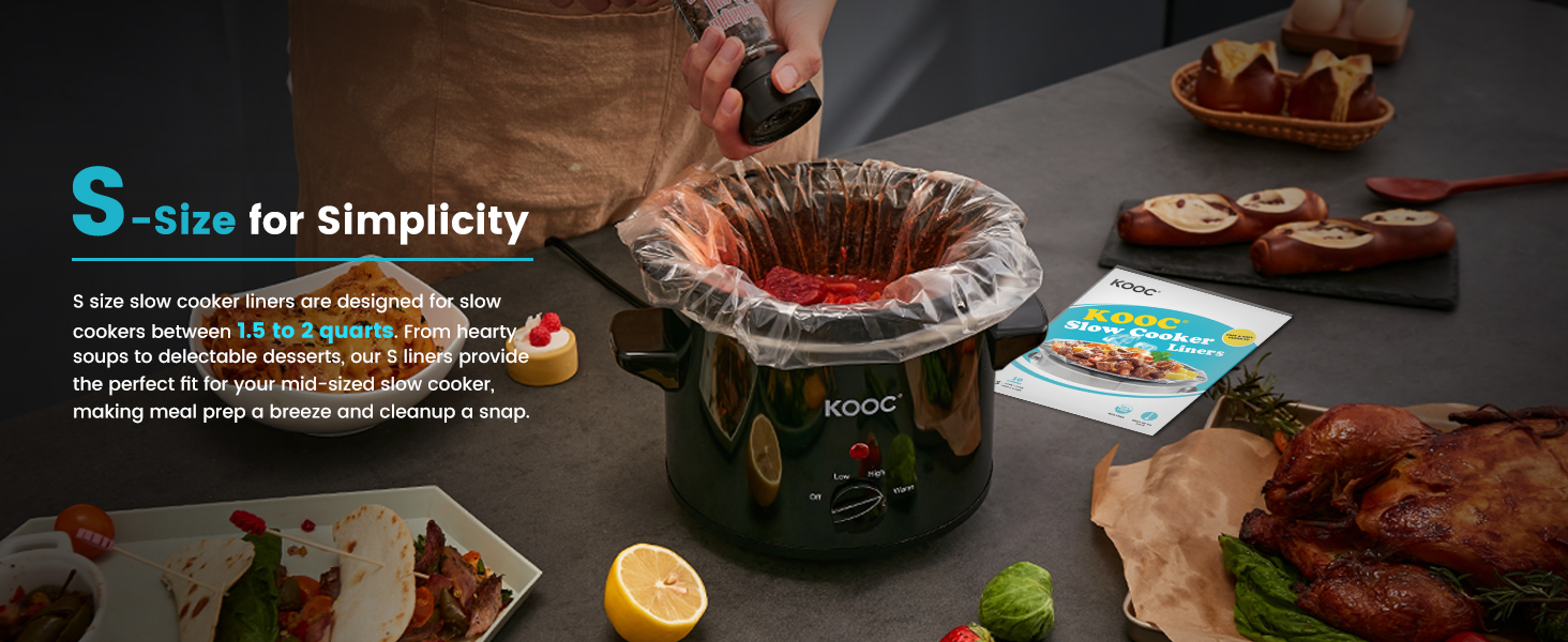 KOOC Slow Cooker Liners 10x13 inch 20 count Small Size Disposable Pot Liners Cooking