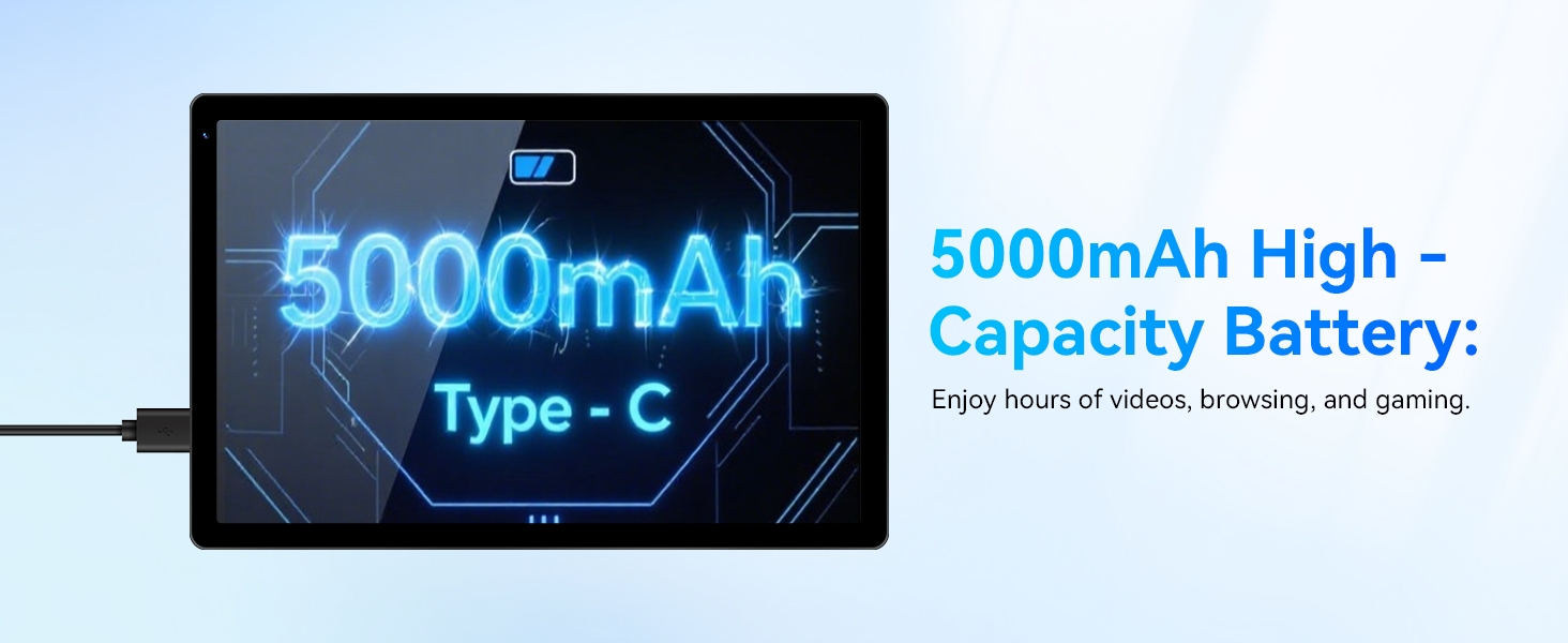 5000mAh High-Capacity Battery USB Type-C Charging