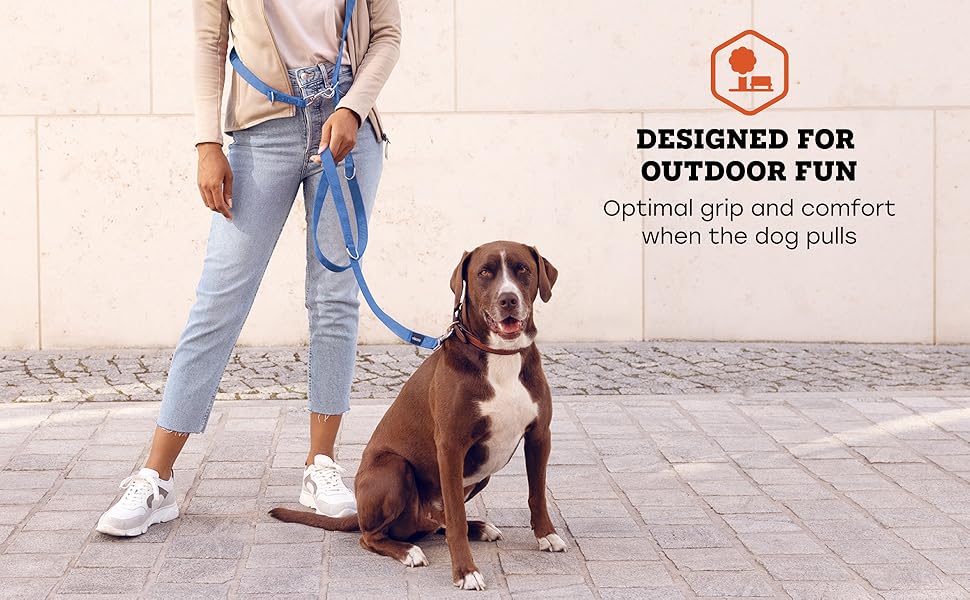 Vitazoo Dog Lead for Training - 3 m - Nylon Graphite Double Leash for Small Medium & Large Dogs - Adjustable Leads up to 4 Different Lengths - Blue 19 frame 6