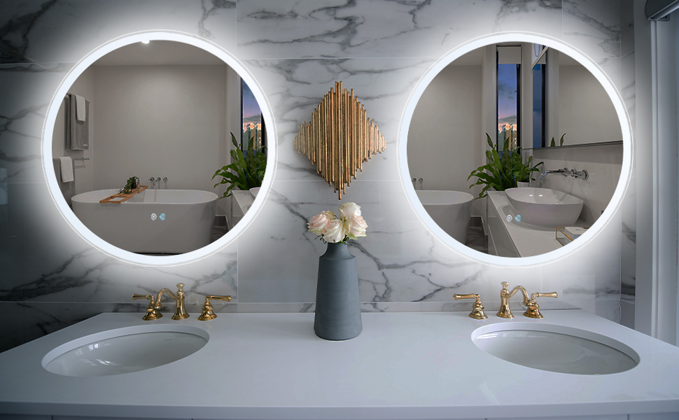 LED Bathroom Mirror 36 Inch Round Mirror with Lights Wall