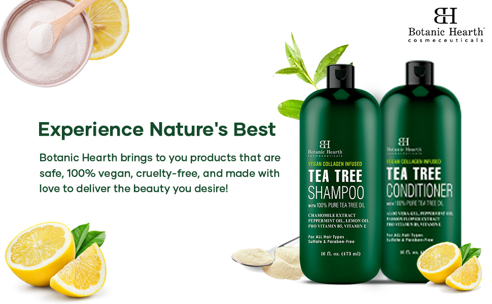Botanic Hearth Tea Tree Shampoo and Conditioner Set with Vegan Collagen