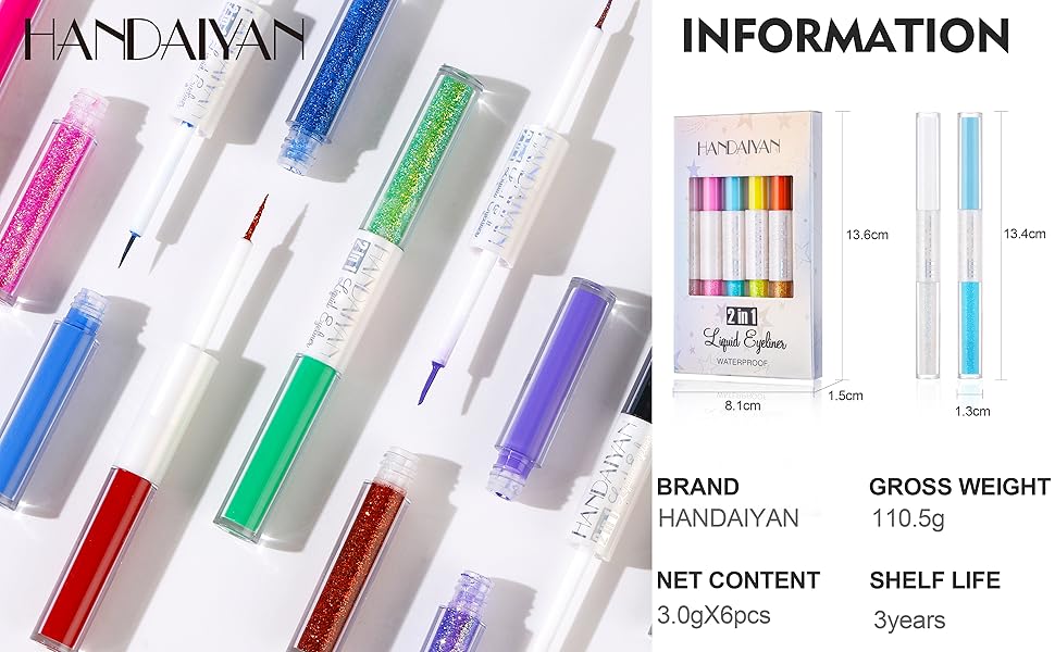 handaiyan color liquid eyeliner glitter shimmermakeup eye mascara cream concealer lipstick