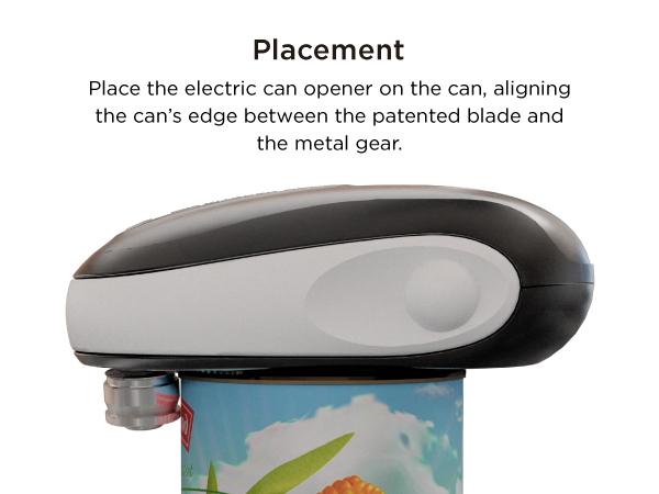 place the kitchen mama electric can opener on the top of the can.