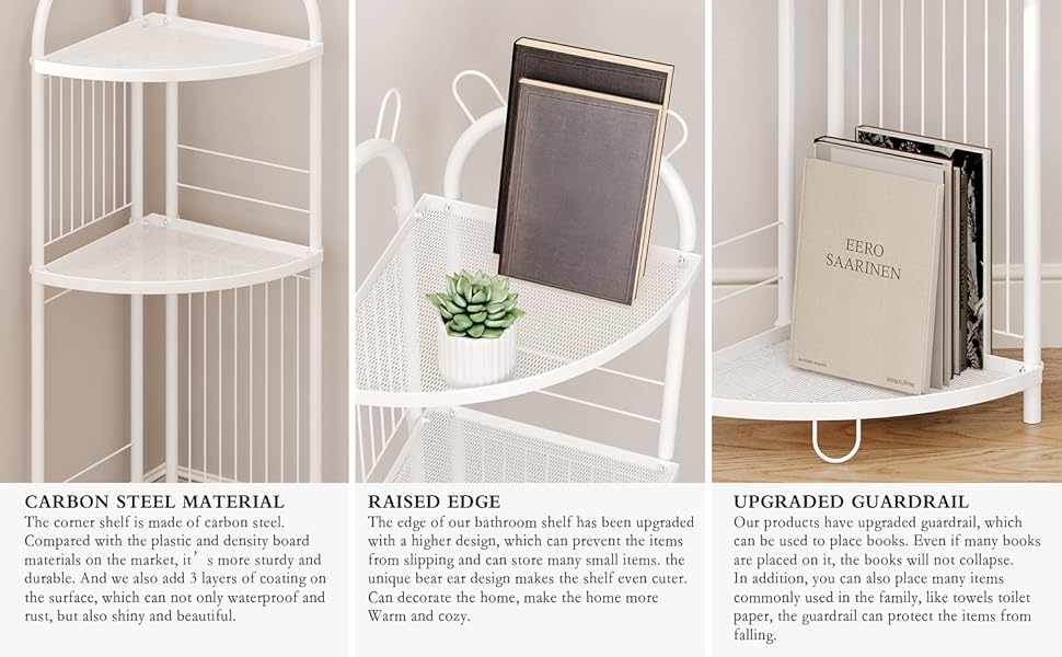 CICUFY Corner Shelf Stand Metal Bathroom Corner Shelf 3