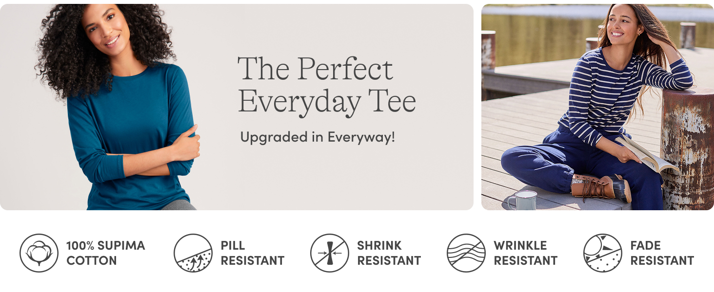 The perfect everyday tee, woman lands' end supima crew neck long sleeve tee Timeless style value