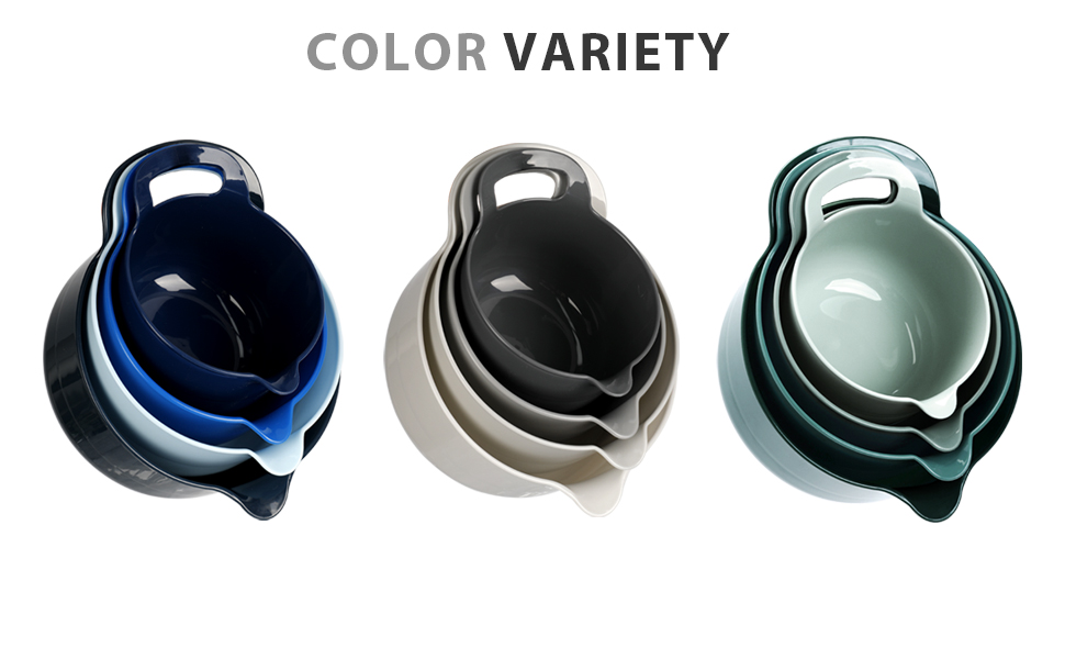 BoxedHome 4 Pack Nesting Mixing Bowl with Pour Spout and