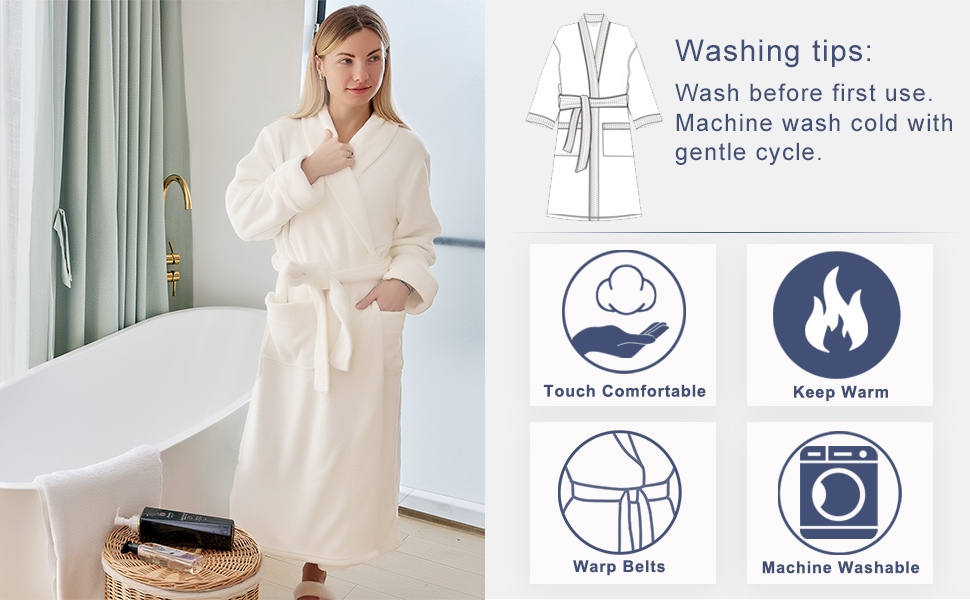 DaysU Males/Ladies Plush Flannel Fleece Bathrobes/Coats with Aspect Pockets, 1 Piece 10 1