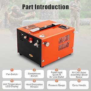 PCP Air Compressor, 4500PSI Portable PCP Compressor, 110V AC/12V Car Battery Anhydrous Air Pump