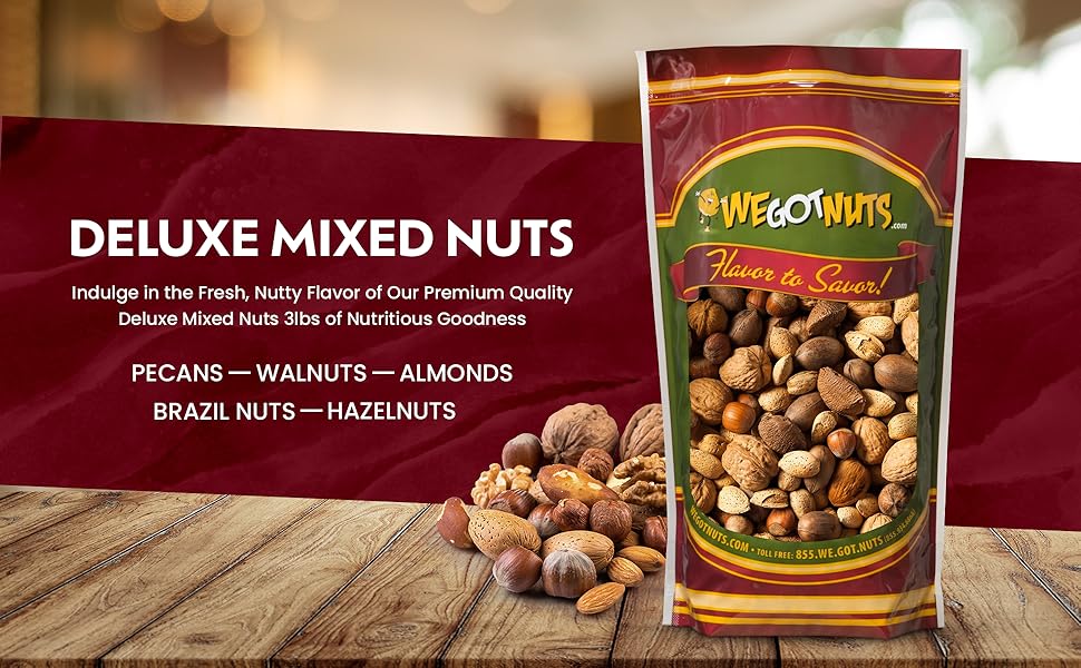Deluxe Mixed Nuts InShell 3 Pounds,(48oz) Raw and