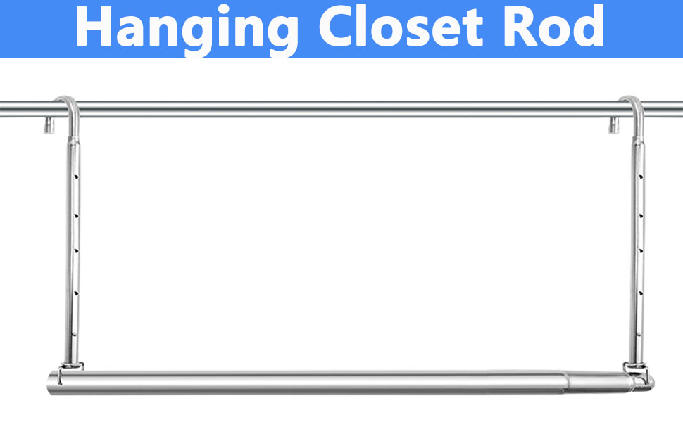 HDbonemu Closet Hanging Rod, Adjustable Width and Height SpaceSaving Clothes