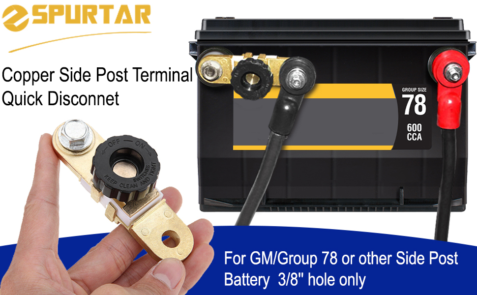 Spurtar Side Post Battery Disconnect, Battery kill switch
