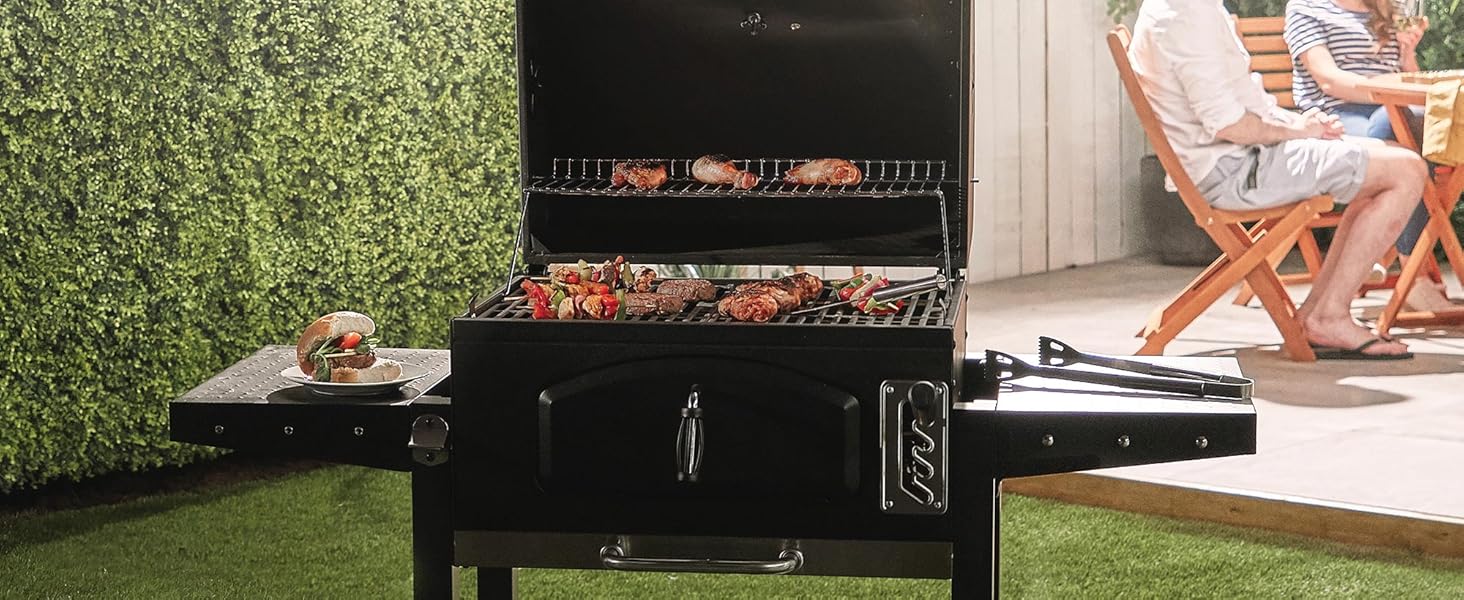 Charcoal BBQ in garden