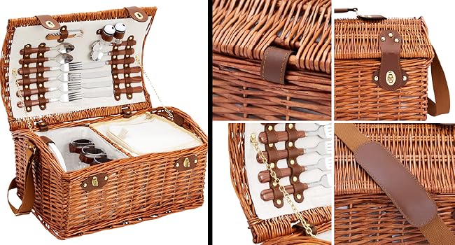 9 Gallon Waterproof Picnic Basket with Carry Handle, Large