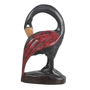 NOVICA Handmade Sese Wood Bird Sculpture Escultura Pájaro madera de sesé Sesé Madera Hecha a mano