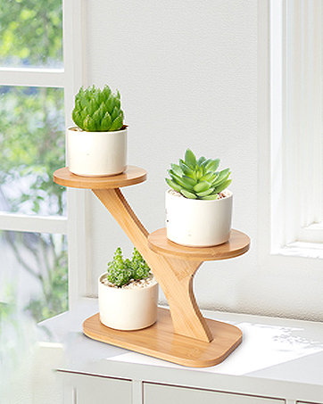 Bamboo Plant Stand Indoor Large Tabletop Holder Succulent Pot Flower Home Balcony Garden Patio