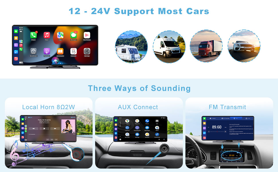 10.36 Inch Portable Apple Carplay & Android Auto, Ellinic