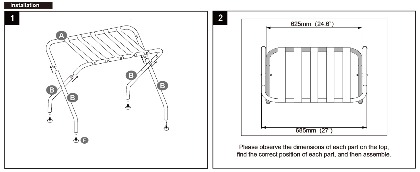 ELYKEN 2 Pack Luggage Rack with Laundry Bag, Guest Room
