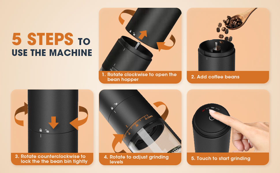 Portable Battery Powered Burr Coffee Grinder with 38 Adjustable Settings, Rechargeable Coffee Bean Grinder with LED Display, Quiet Cordless Coffee Mill for Travel, Camping, Espresso, Pour Over, etc 16 coffee grinder portable cordless travel camping battery powered rechargeable burr electric beans