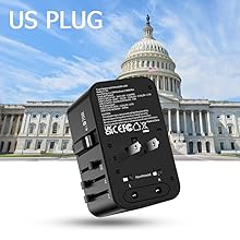 FOVAL European Travel Plug Adapter, Universal Travel Adapter with Retractable US... 24 international plug adapter