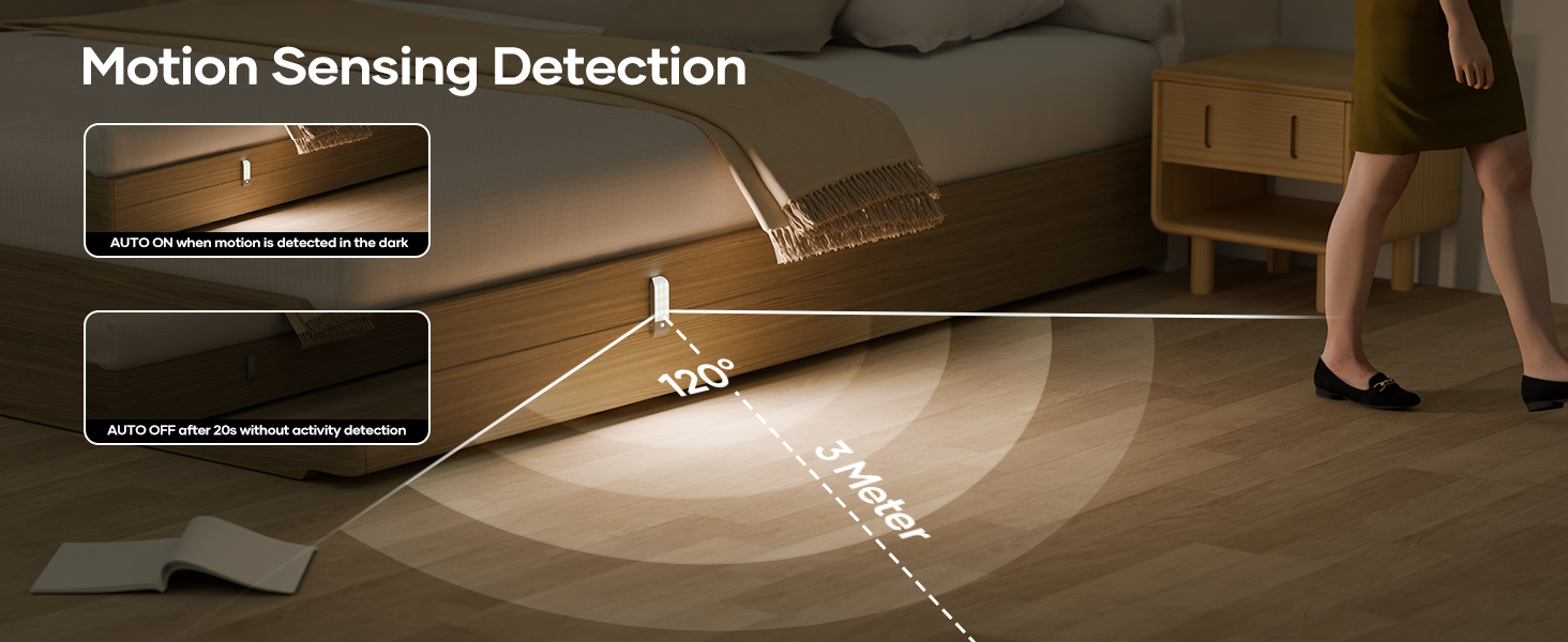 Motion Sensor Lights Indoor, 2 Pack Rechargeable LED Night Light with 3 Modes (AUTO/ON/Off), Stick-On Cupboard Light with Magnetic Strips for Wardrobe, Bedroom, Stair, Cabinet, Kitchen, Hallway 11 Motion Sensor Lights