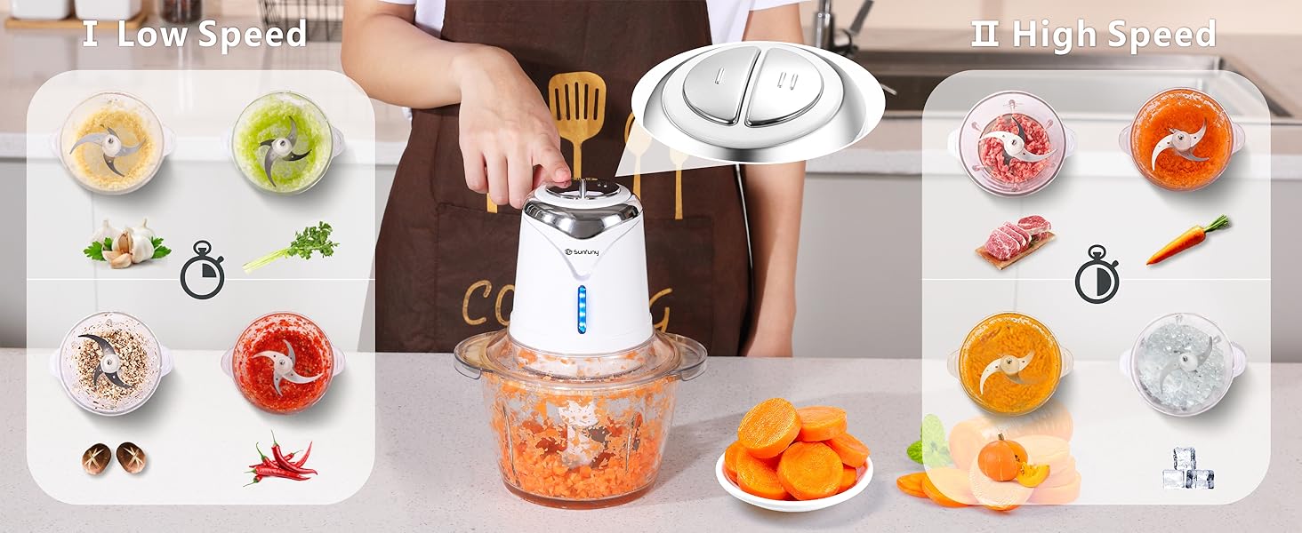 Food Processor 6000mAh Cordless Mini Chopper with 1.2L Glass Bowl