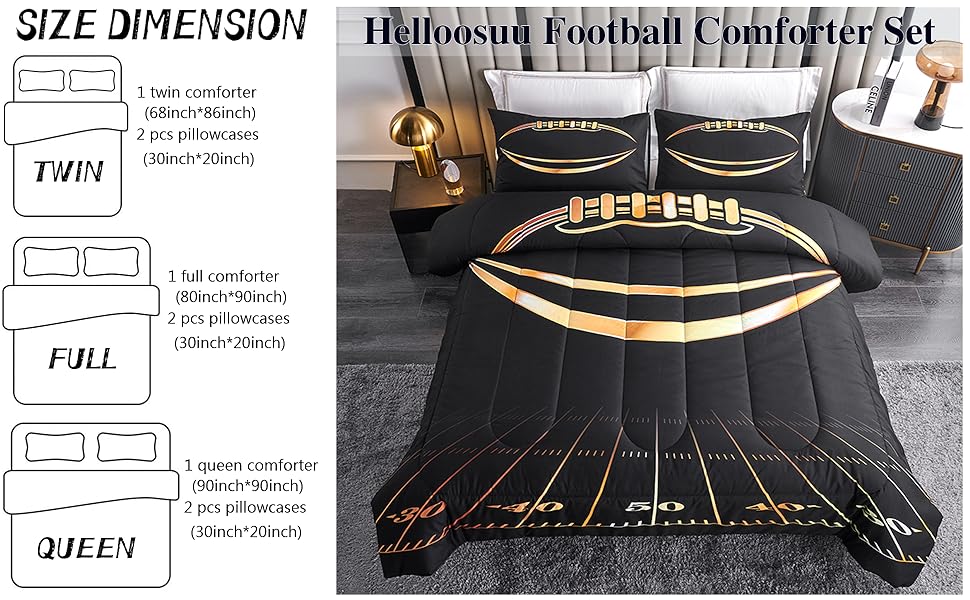 football comforter bedding set sports bedding boys kids teens bedding set black and gold comforter