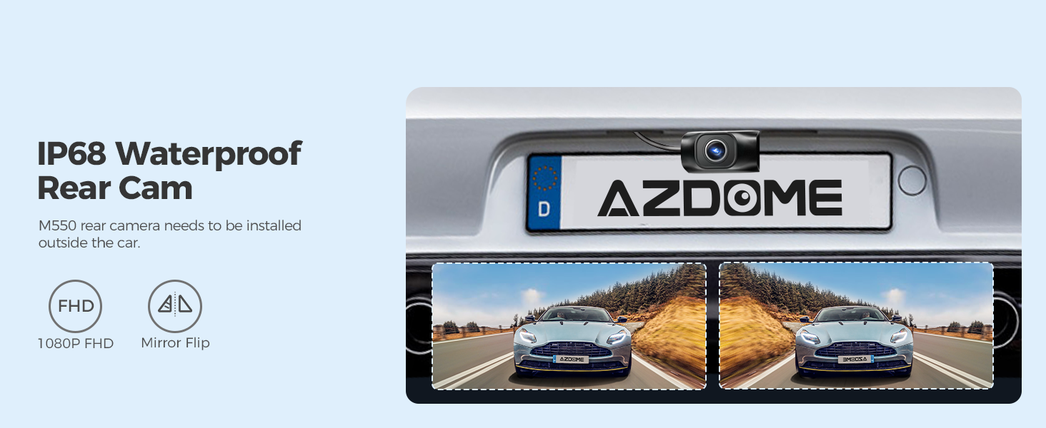 AZDOME M550 3 Channel 4K WiFi Dash Cam, Dual Front and Rear 4K+1080P