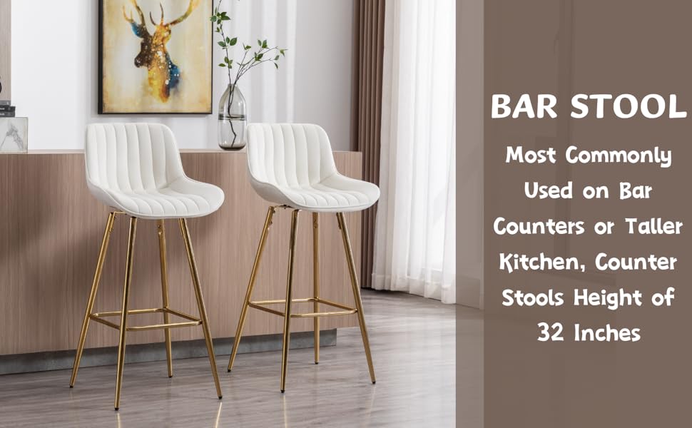 CIMOTA Swivel Bar Stools Set of 2 Modern Barstools Velvet