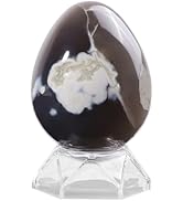Rockcloud Natural Orca Agate Stone Egg Sphere with Acrylic Stand Polished Reiki Crystal Sphere Fi...