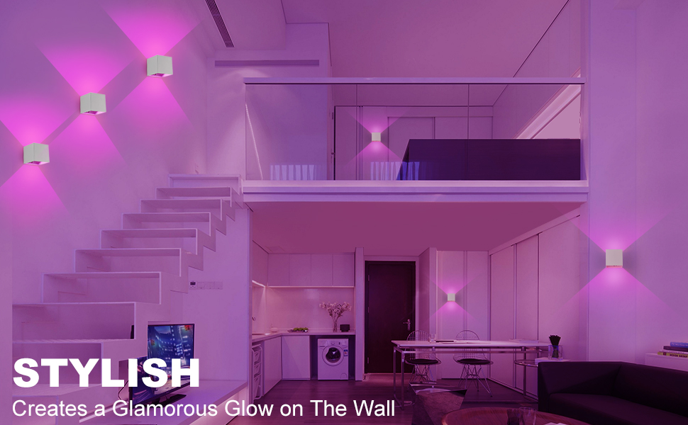 SURPALIG 2 LED Lights for Room Decor, 16 Colors Switchable RGB Wall