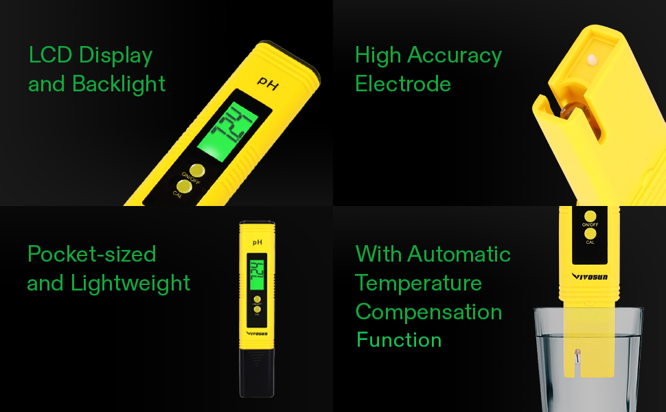 VIVOSUN Digital PH Meter for Water, 0.05ph High Accuracy Pen Type PH