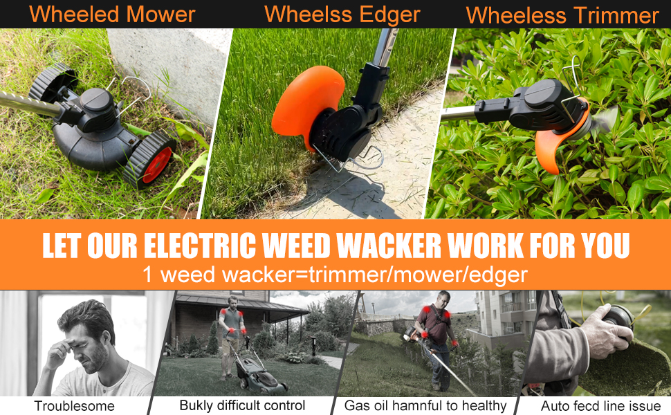 Cordless Weed Wacker Battery Powered Electric 21V 4.0Ah