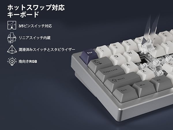 ユメタン2 Amazon | YUNZII AL68 メカニカルキーボード ワイヤレス 68キー