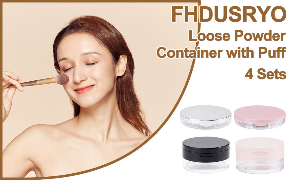 4Pcs Loose Powder Containers with 8 Puffs