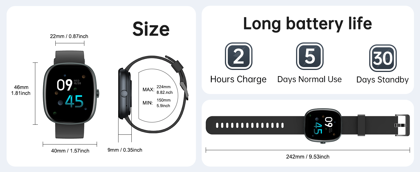 the watch is available in a variety of colors and sizes