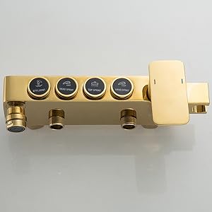 Colonna Doccia D'oro Sistema Doccia Montaggio A Parete Set Doccia Con 22 Cm * 22 Cm Soffione Doccia A Pioggia, Doccetta, Rubinetto Vasca, Doccetta Bidet 18 ESOP Colonna Doccia