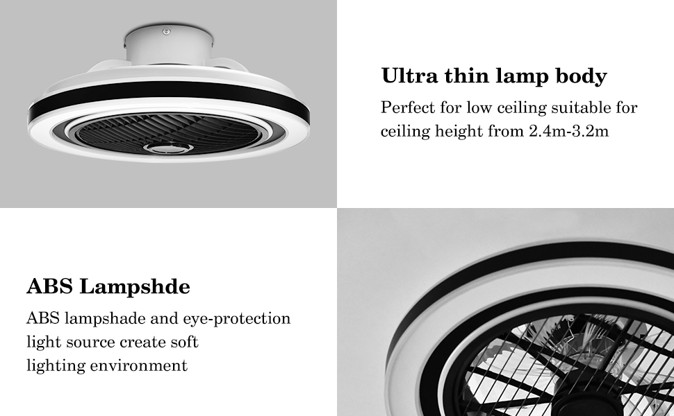 VNPONV Smart Low Profile Ceiling Fan with Light Remote Control,Enclosed Ceiling Fan