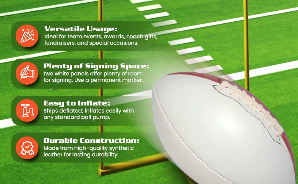 Ballstars Autograph Blank Mid 9 Inch Football Base Official Size 3 Trophy Signing Two White Panel