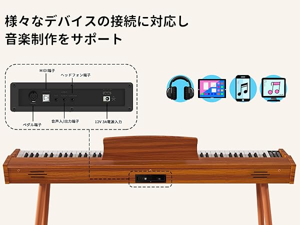 Amazon | IKTMI 電子ピアノ 88鍵盤 木製 ピアノ 88鍵 Digital
